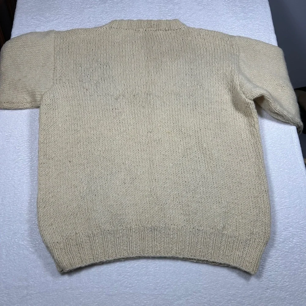 Gaeltarra Argyle Sweater Fisherman Fair Isle Grandpa Mens 40 Cream Wool Ireland